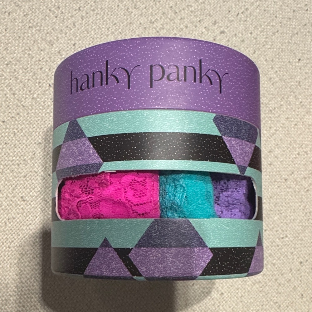 Hanky Panky Pink, Purple, Teal Lace Set in Purple Box - NWT
